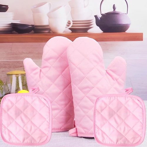 Pink oven gloves - gloves,oven, 1