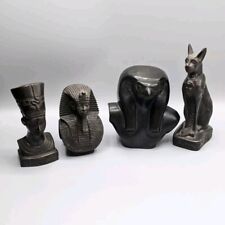 Set of Four Egyptian Figures - Horus, Bastet Cat, Tutankhamun, and Queen Neferti