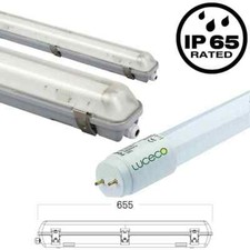 IP65 WATERPROOF LED TUBE FLUORESCENT LIGHT BATTEN FITTING DOUBLE 2FT Single 4FT