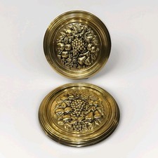 2 Vtg 1960s Brass Wall Plaques