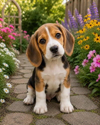 Beagle puppy dog photo - dog, print