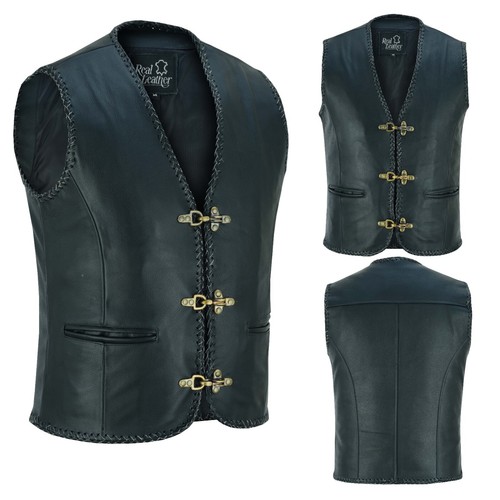 Mens real leather vest - mens,