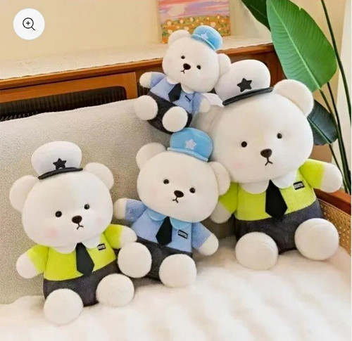 Police bear white plush - plush, teddy
