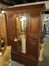 Superb old Solid Walnut Double Wardrobe.