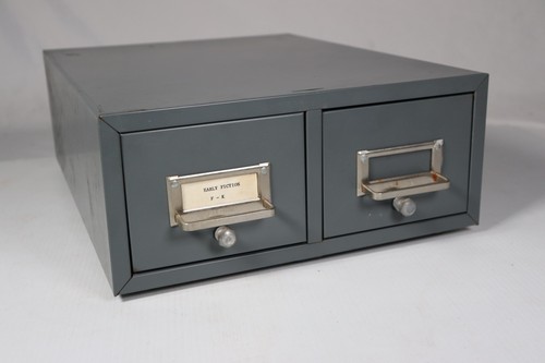 Vtg library card catalog file - library,