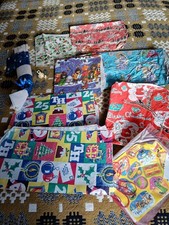Sheets pieces of unusual Vintage Christmas Wrapping Paper tags & cracker