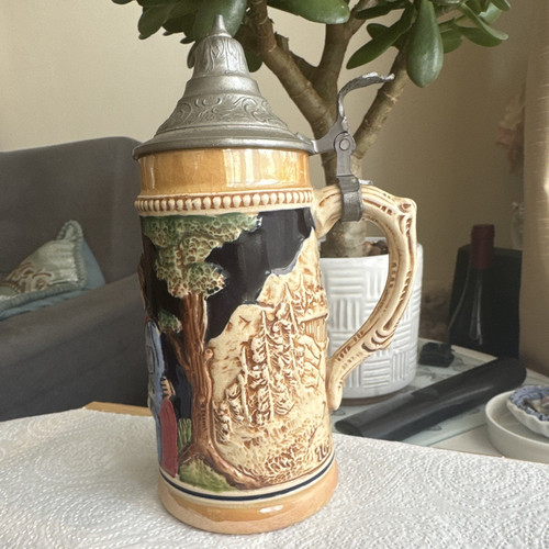 Ceramic beer stein with pewter - with,