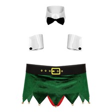 UK Mens Christmas Costume with Neckline Lingeries Set Male Outfits Festival Suit