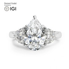 Pear Diamond Trilogy Ring 14k