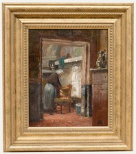 Late 19th Century Oil - Busy in the Kitchen