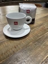 Illy Cappuccino Cup and Saucer Set 200ml In White and Red Made In Italy