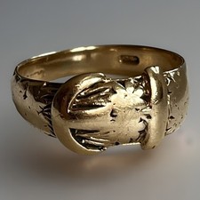 9ct Gold Buckle Ring 5.01g Vintage 8mm Wide Band Gents Mens 9k 375 Size T