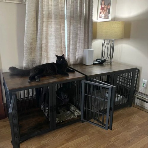 Retro wooden dog crate - wooden,
