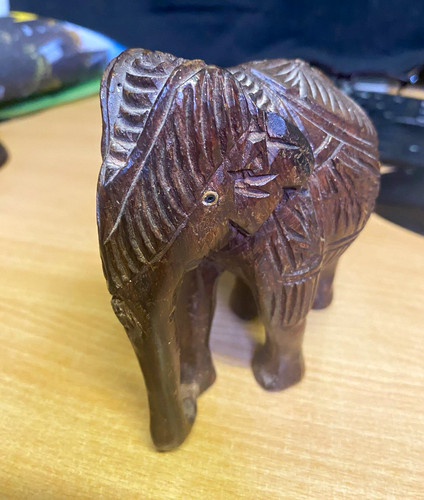 Hand carved wooden elephant - hand,