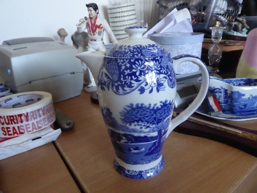 Spode blue italian coffee pot - spode,