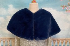 Blue Fur Evening Cape Stole Wrap Shawl One Size 14-16? Quiz Soft Elegant