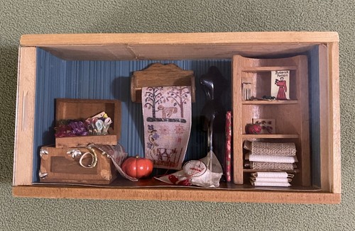 Sewing room shadow box - shadow, diorama