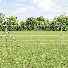 Field Fence 0.8x25 m Galvanised Steel Silver Outdoor Boundary Panels Heavy Duty