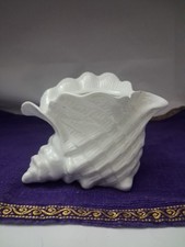 *WHITE SHELL* ceramic Vintage Pot conch  Planter Vase