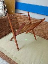 Mid-Century Modern Teak Wooden Spindle Folding Magazine Rack -Vintage
