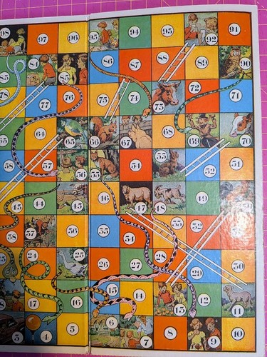 Vintage snakes ladders board - snakes,