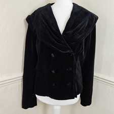 Monsoon Twilight Cotton Velvet Vintage Sailor Collar Blazer Jacket UK 14 Fits 10