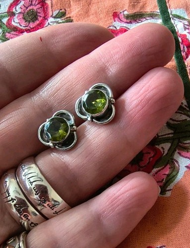 Sterling silver large peridot - silver,
