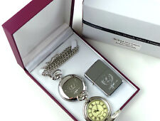 ROCKY MARCIANO Signed Half Hunter Silver POCKET WATCH LIGHTER Luxury Gift Case