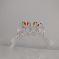 Swarovski Crystal, Four Baby Love Birds/Parrots On A Branch