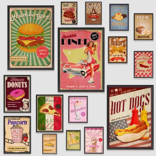 Retro vintage food - retro, wall