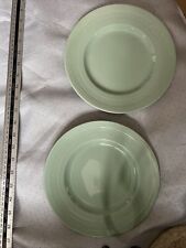 Two  T G Woods Green Beryl 9” Lunch Plates Very Good Vintage Condition
