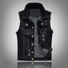 Mens Ripped Sleeveless Denim