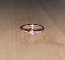 Primark Gold Tone Pink Diamond Gem Fashion Ring Size L