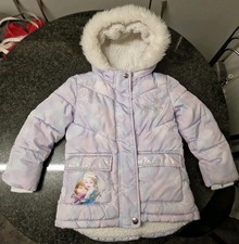 Lilac Disney Frozen Hooded Zip Up Fleece Lining Puffer Coat  Age  3-4 Years