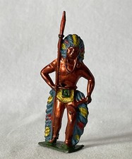 Vintage Lead Crescent Toys Soldier American Red Indian with Spear #521