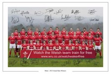 WALES 2012 GRAND SLAM TEAM SIGNED PHOTO PRINT AUTOGRAPH RUGBY