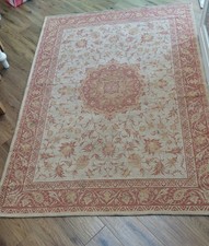 Laura Ashley Malmaison Floral Cotton & Wool Rug Terracotta Beige 165cm x 235cm