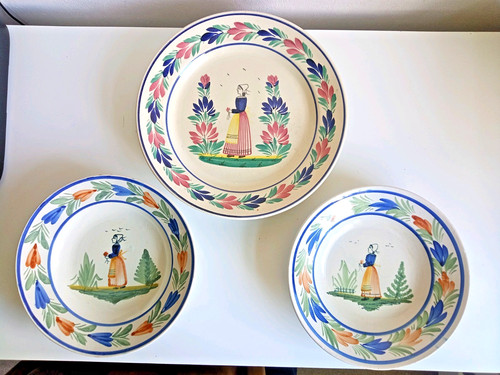 Three quimper hand painted - hb,