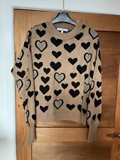Next  Beige and Black Heart Jumper Size 8 .