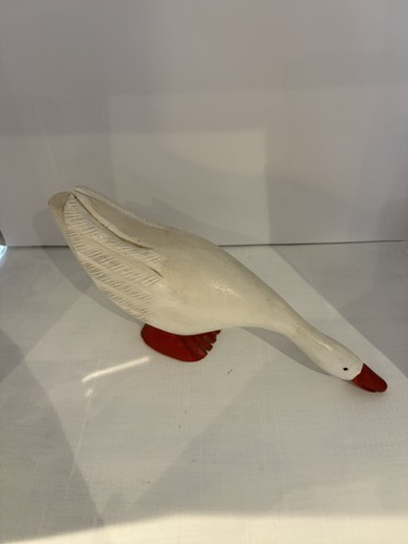 Vintage wooden goose white - goose,