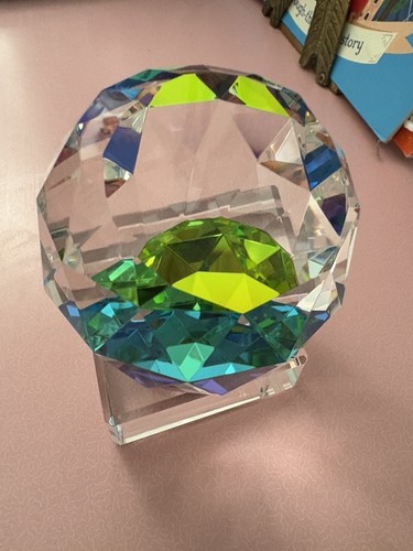 Rainbow faceted crystal ball - faceted,