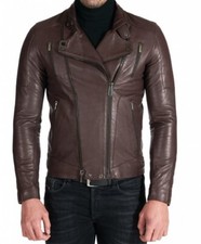 Men's Dark Brown Leather Biker