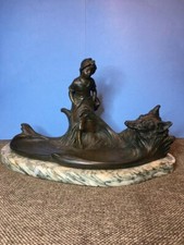 Antoine Bofill Statue On Marble Base Desk Tidy. Signed. Wolf and Red Riding Hood