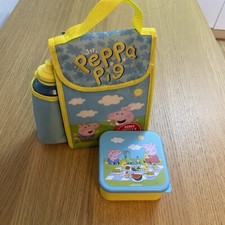 3pc Peppa Pig Happy Lunch Bag Set Kids Insulated Lunch Bag Box Drinks Bottle