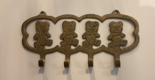Vintage Brass Teddy Bear Coat Hook, key hooks - 4 bears. 