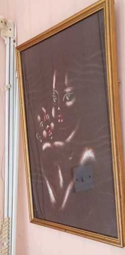 Vintage painting velvet - painting, on