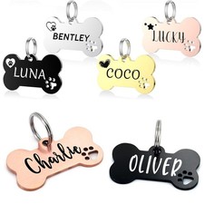 Dog Tag Engraved Personalised Pet Tags ID Tags Engraved Name Collar Tag Bone