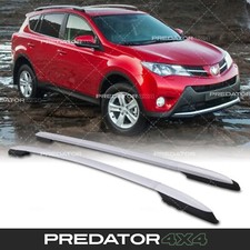 FULL LENGTH SILVER ROOF RAILS CARGO BARS BAR KIT SET FOR TOYOTA RAV4 MK4  13-15