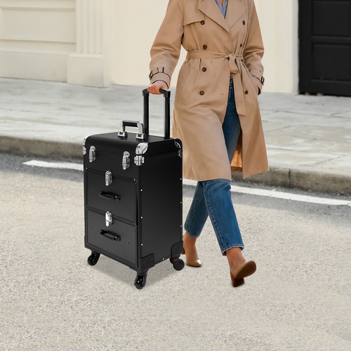 Rolling makeup train case - train,