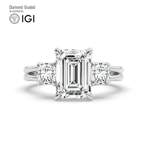 Emerald diamond trilogy ring - diamond,